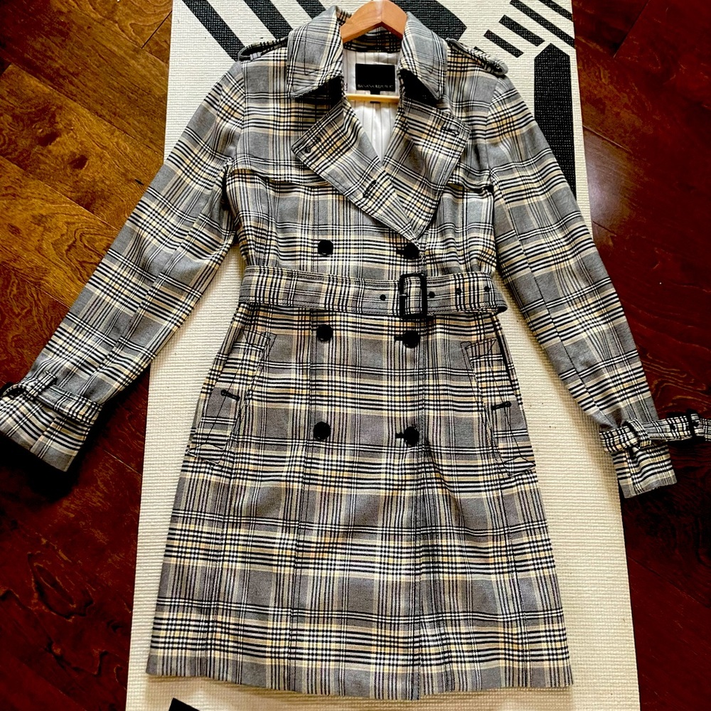 Brand new, never worn, extra small, plaid, Banana Republic, trench coat.